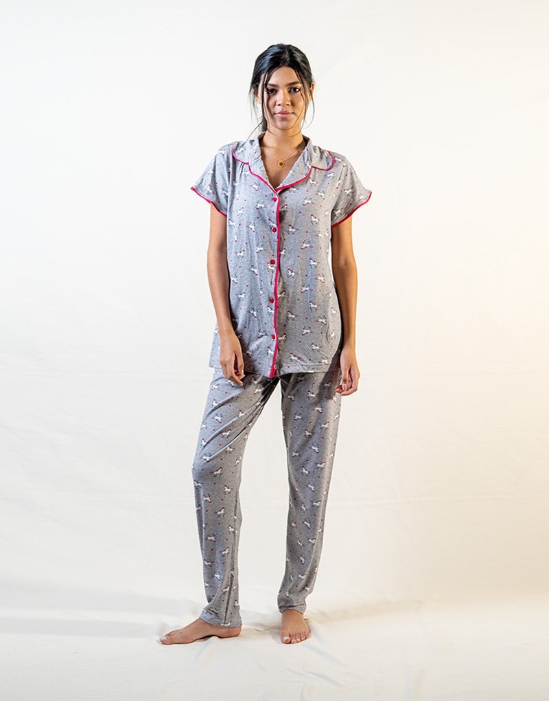 Half Sleeve Pajamas With Buttons