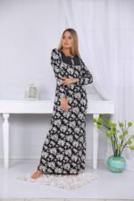 Long sleeve floral nightgown with lace on the chest - Image 2